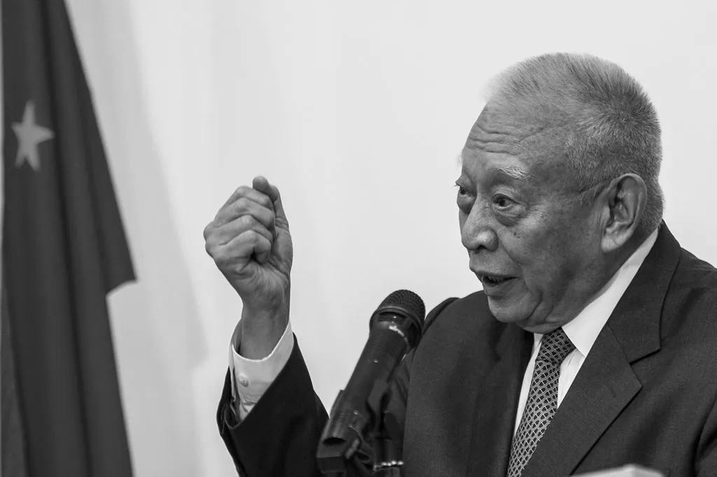 Former Hong Kong Chief Executive Tung Chee-hwa speaks during a press conference in Hong Kong on Sept. 3, 2014. (Xaume Olleros/AFP/Getty Images)