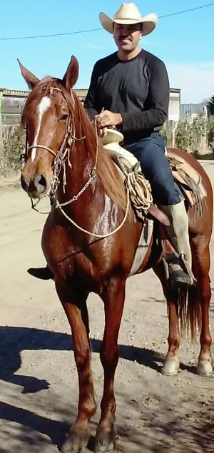 Elio Ruiz and his Andalusian Mare on a Sunday ride.