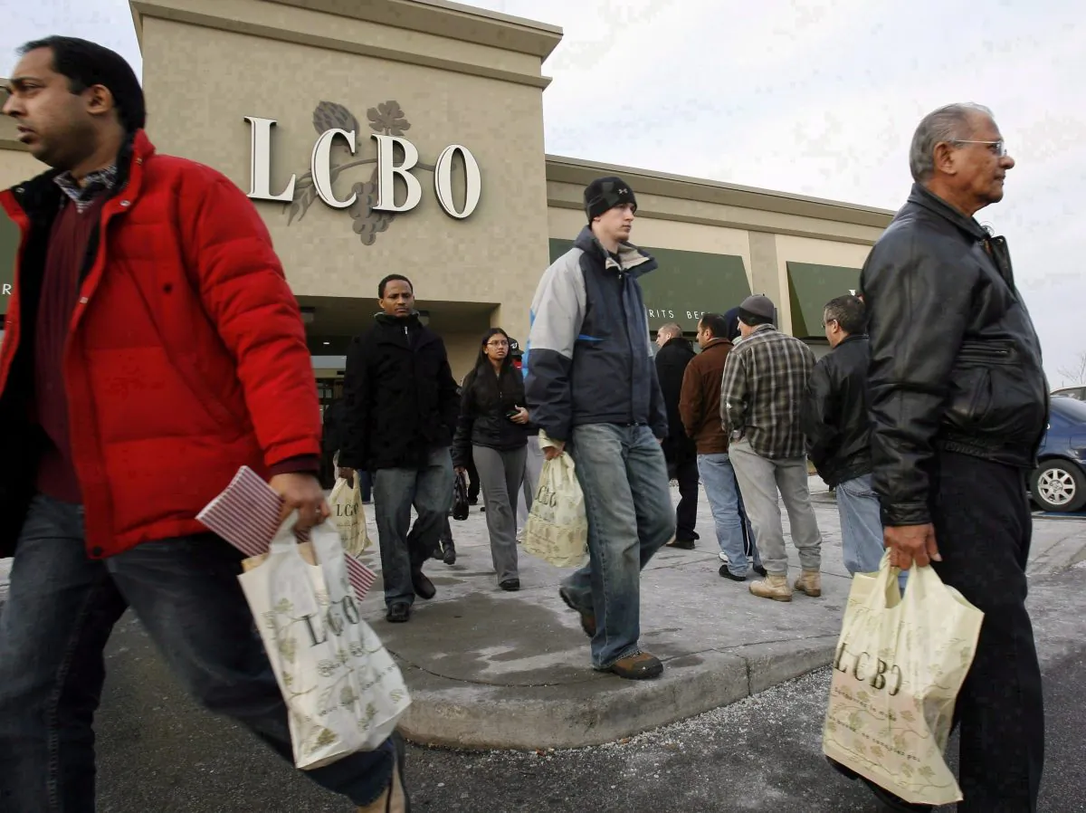 Patrons line up to get into a Mississauga LCBO outlet as others leave after stocking up on their New Year’s Eve beverages on Dec. 31, 2007. One of Canada’s first Dry January campaigns took place this year as a way to raise money for the Canadian Diabetes Association while balancing out holiday indulgence. (The Canadian Press/J.P. Moczulski)