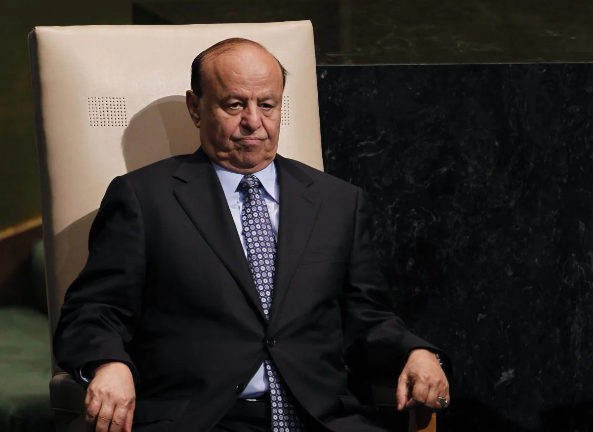 Abed Rabbo Mansour Hadi, President of Yemen, sits after addressing the 67th session of the United Nations General Assembly at U.N. headquarters on Sept. 26, 2012. Two of the Yemeni embattled president’s advisers said that the president is held “captive” in hands of Houthis and warned if submitted resignation in protest to Houthis’ power grab, to face prosecution. (AP Photo/Jason DeCrow)