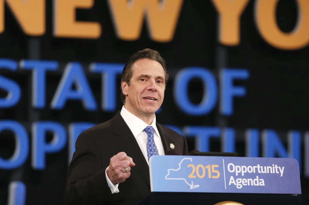 New York Gov. Andrew Cuomo delivers his State of the State address and executive budget proposal at the Empire State Plaza Convention Center on Wednesday, Jan. 21, 2015, in Albany, N.Y. (Mike Groll/AP)