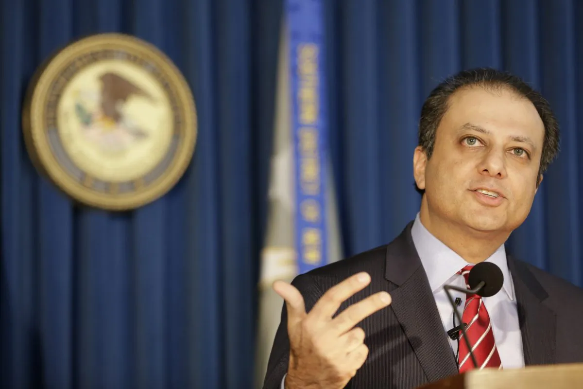 U.S. Attorney Preet Bharara addresses members of the media regarding State Assembly Speaker Sheldon Silver during a news conference, Thursday, Jan. 22, 2015 in New York.   (AP Photo/Mary Altaffer)