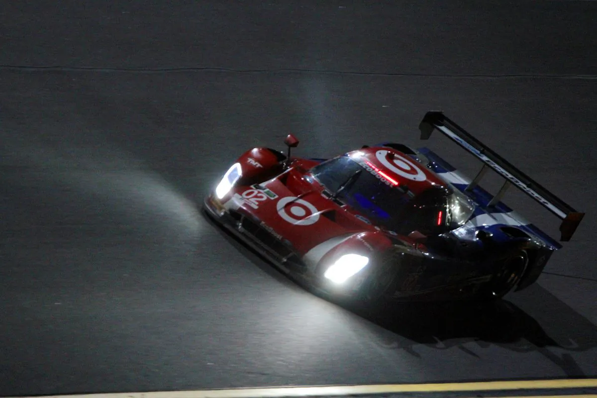 Scott Dixon in the #02 Ganassi Riley-Ford EcoBoost leads the Tudor Championship Rolex 24 after 15 hours. (Chris Jasurek/Epoch Times)