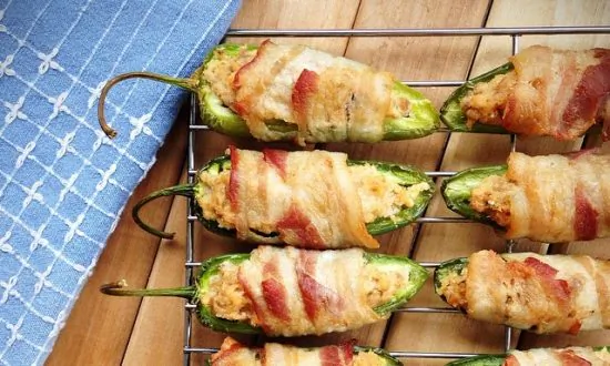 Paleo Bacon-Wrapped Salmon Stuffed Jalapeño ‘Poppers’