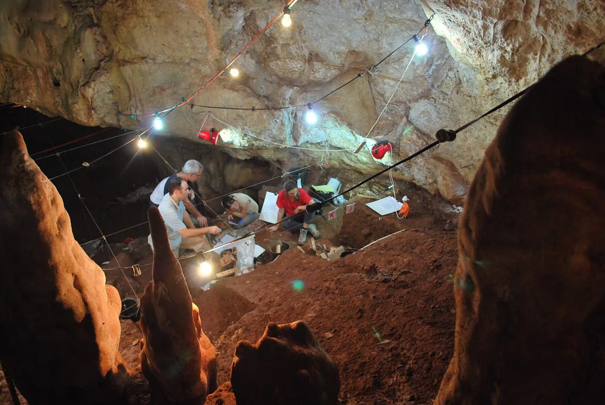 Excavation efforts at the Manot cave in northern Israel's Galilee region. (AP Photo/Manot research team)