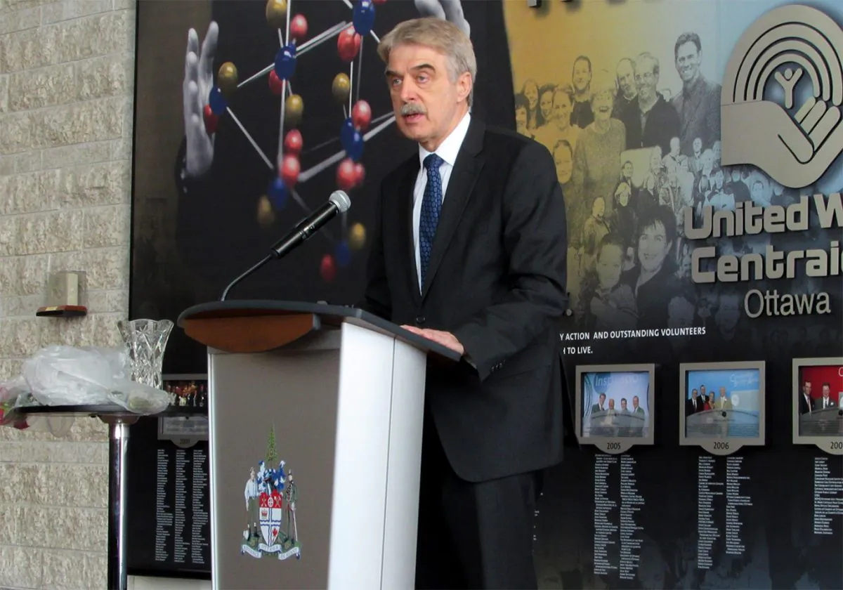 Germany’s ambassador to Canada Werner Wnendt speaks at a ceremony at Ottawa City Hall to mark the 70th anniversary of the liberation of Auschwitz-Birkenau and the 10th annual International Holocaust Remembrance Day, Jan. 27, 2015. (Limin Zhou/Epoch Times)