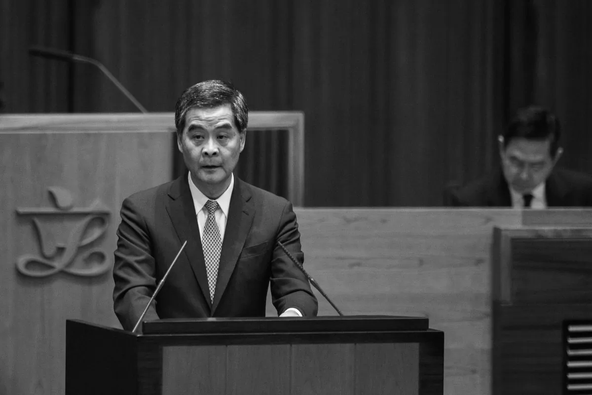 Hong Kong Chief Executive Leung Chun-ying delivers his annual policy address at the legislative council in Hong Kong on Jan. 14, 2015. (Philippe Lopez/AFP/Getty Images)