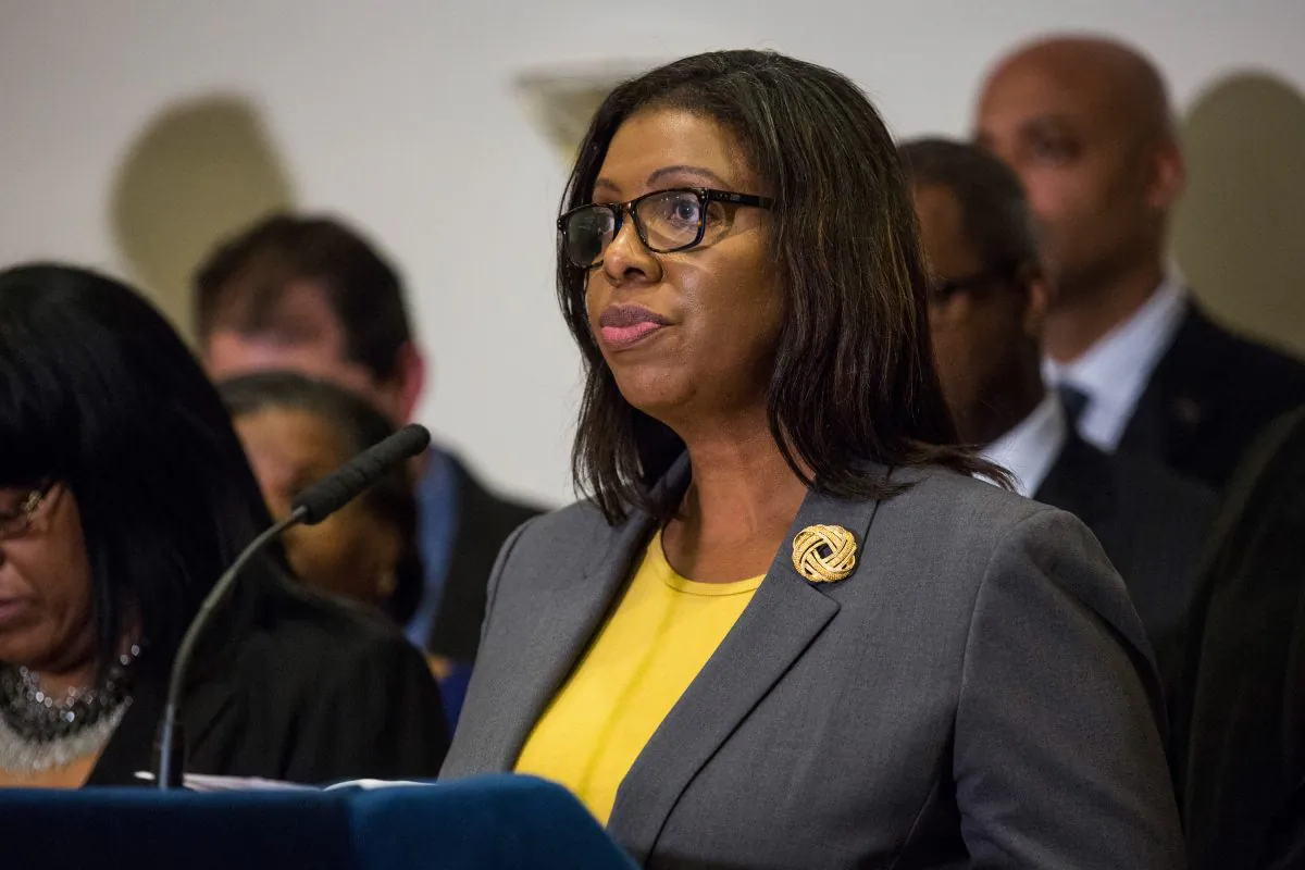 New York City Public Advocate Letitia James speaks after a grand jury decided not to indict New York Police Officer Daniel Pantaleo in Eric Garner's death, on December 3, 2014 in the Staten Island borough of New York City. (Andrew Burton/Getty Images)