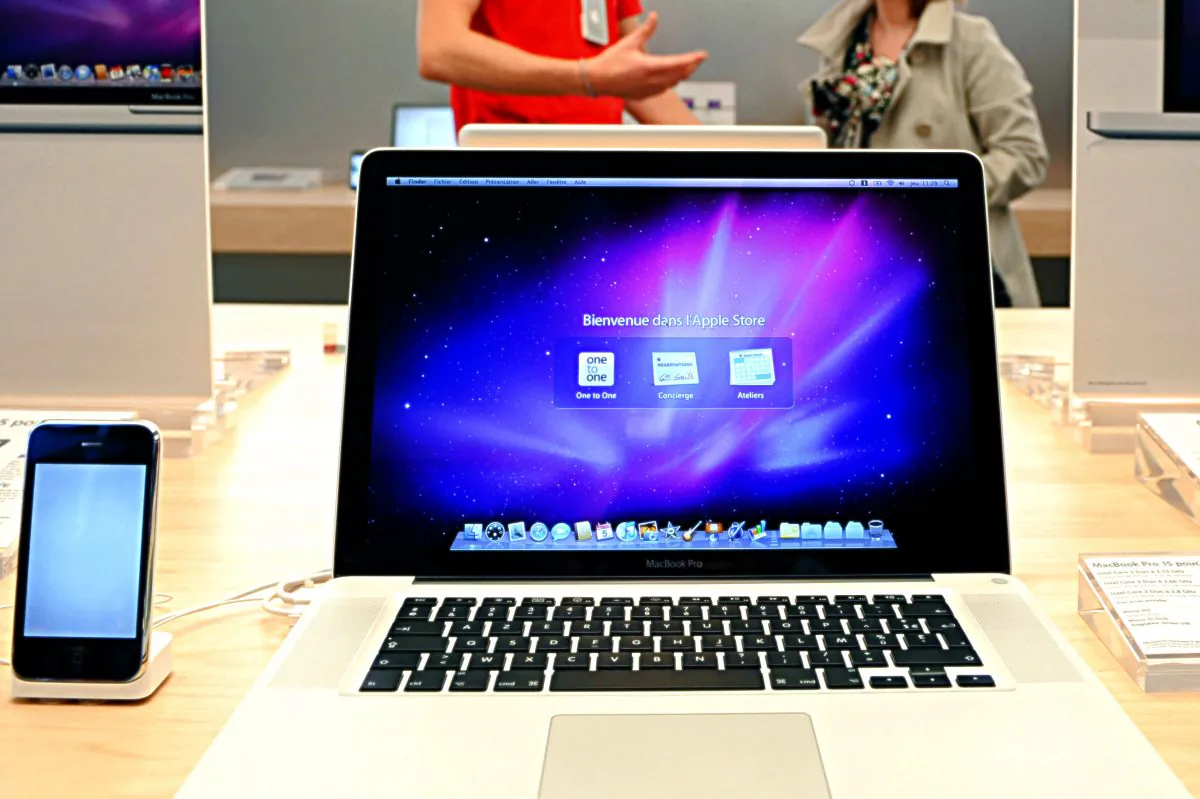 A picture shows a MacBook Pro in France's first Apple store inside the legendary Louvre museum shopping centre in Paris on Nov. 5, 2009. (Bertrand Guay/AFP/Getty Images)