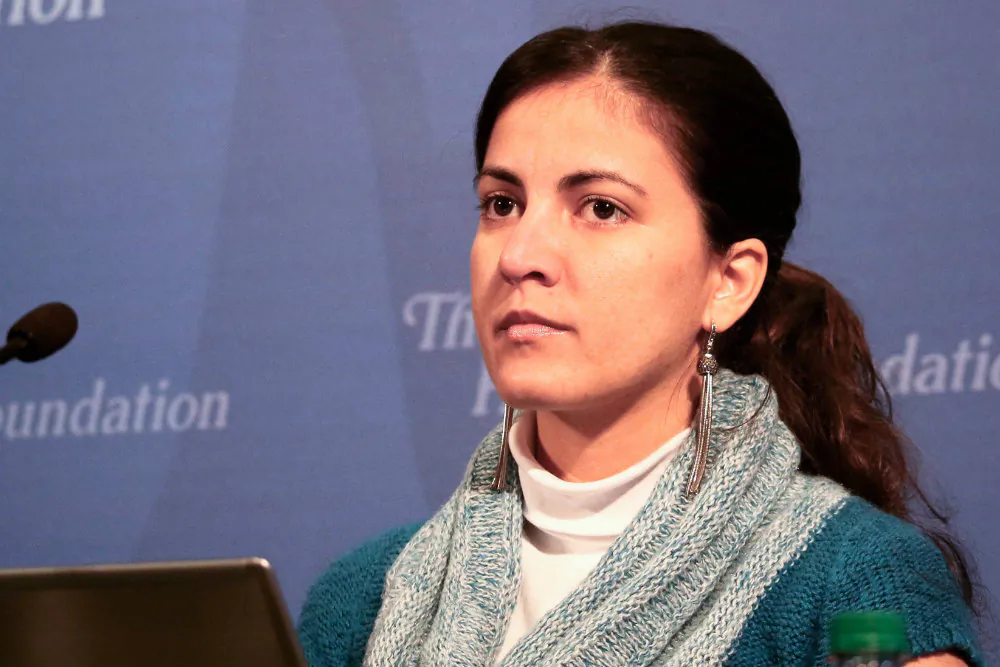 Rosa María Payá of the Cuban Christian Liberation Movement, daughter of slain dissident Oswaldo Payá, speaks on Jan. 23, 2015, at The Heritage Foundation on “Promoting Human Rights and Democratic Reforms in Cuba.” (Gary Feuerberg/Epoch Times)

