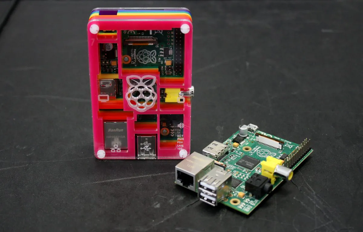 A picture shows two Raspberry Pi computers in London on July 8, 2013. The 25 USD (17 GBP, 19.50 euros) British microcomputer, the world's cheapest, has sold almost one-and-a-half million units in eighteen months, powering devices from coffee machines to aquatic drones across the world.  (MONA BOSHNAQ/AFP/Getty Images)