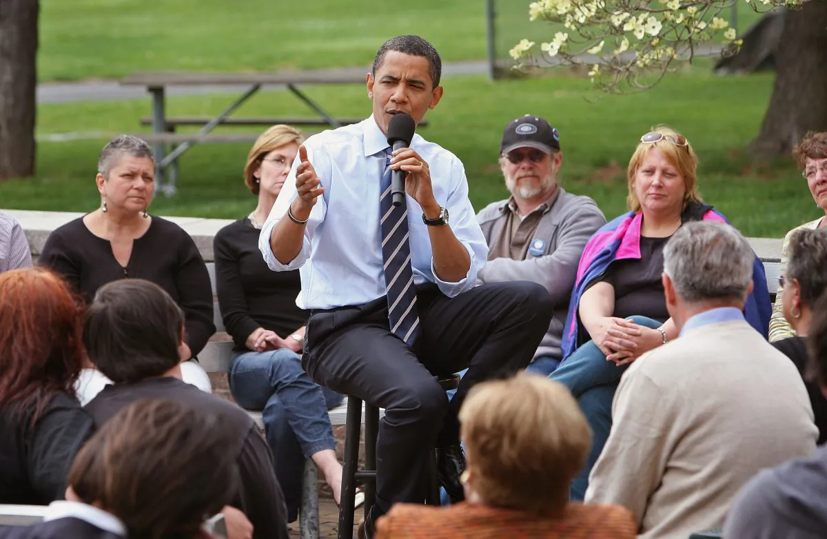 The White House said Tuesday that it opposes a federal vaccine mandate. President Barack Obama had previously said at a 2008 campaign stop at Montgomery County Community College that more research was needed on whether vaccination caused autism, shown here at the college on April 21, 2008, in Pennsylvania. (Scott Olson/Getty Images)