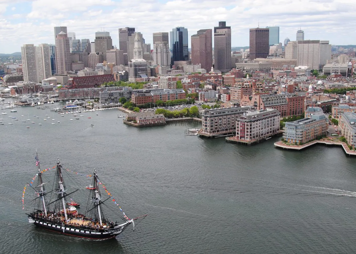 The USS Constitution sails into Boston Harbor during an underway Battle of Midway commemoration on June 3, 2011. (Mass Communication Spc. 2nd Class Kathryn E. Macdonald/U.S. Navy via Getty Images)