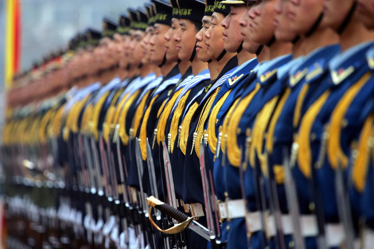 A Chinese honor guard at the Defense Ministry in March 22, 2007 Beijing. A Pentagon China analyst says that the PRC is in a long competition to surpass and supplant the United States. (Elizabeth Dalziel/Getty Images)