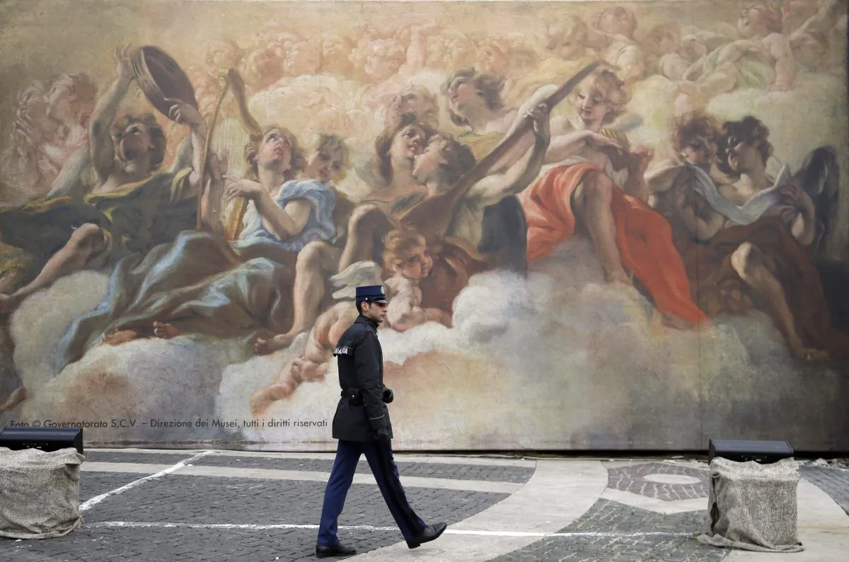 A gendarme from the Vatican security forces patrols St. Peter’s Square at the Vatican on Jan. 25, 2015. (AP Photo/Gregorio Borgia)