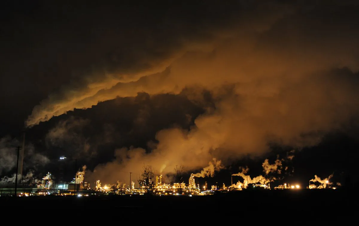 A night view of the Syncrude oil sands extraction facility near the town of Fort McMurray in Alberta Province, Canada, on October 22, 2009. (Mark Ralston/AFP/Getty Images)