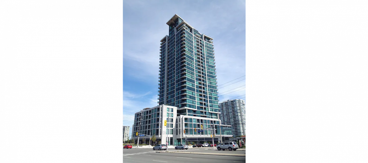 Exterior of The Pinnacle on Adelaide, a 46-storey, 587-unit building at Adelaide and John in Toronto.
(Pinnacle International)