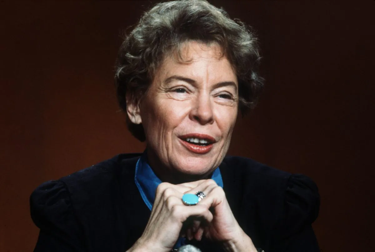Jeane Kirkpatrick, U.S. permanent representative to the U.N. during the administration of Ronald Reagan, on the CBS TV show "Face The Nation," in this file photo. (AP Photo/J. Scott Applewhite)