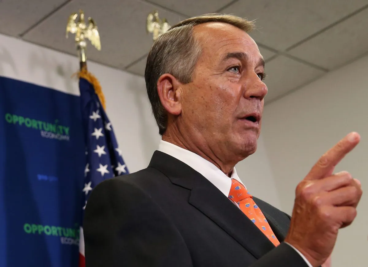 
Speaker John Boehner (R-Ohio.) said the House has no plans of revising a bill funding the Department of Homeland Security, which has been filibustered by Democrats over its clauses on immigration, on February 11, 2015 in Washington, DC. (Mark Wilson/Getty Images)
