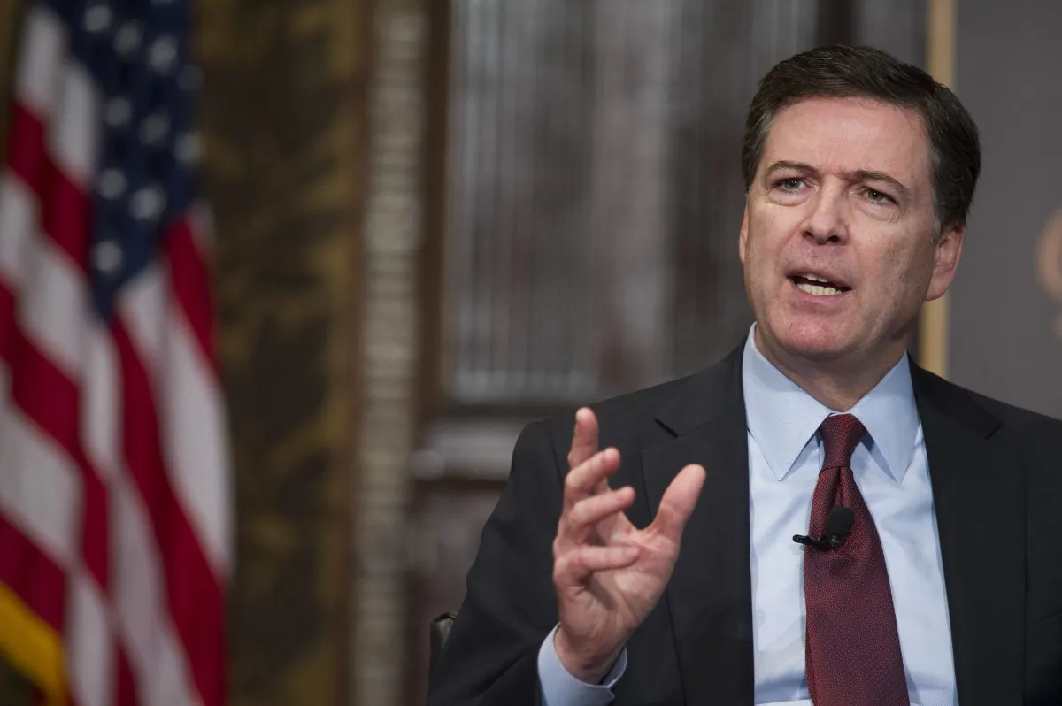 FBI Director James Comey discusses race and law enforcement on Thursday, Feb. 12, 2015, at Georgetown University in Washington D.C. (AP Photo/Cliff Owen)