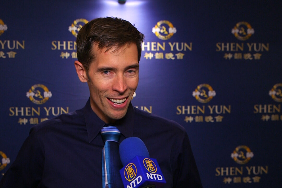 Alden Witte, attending Shen Yun Performing Arts for the fourth year, on  Feb. 12, 2015 at the Ikeda Theater. (Epoch Times)
