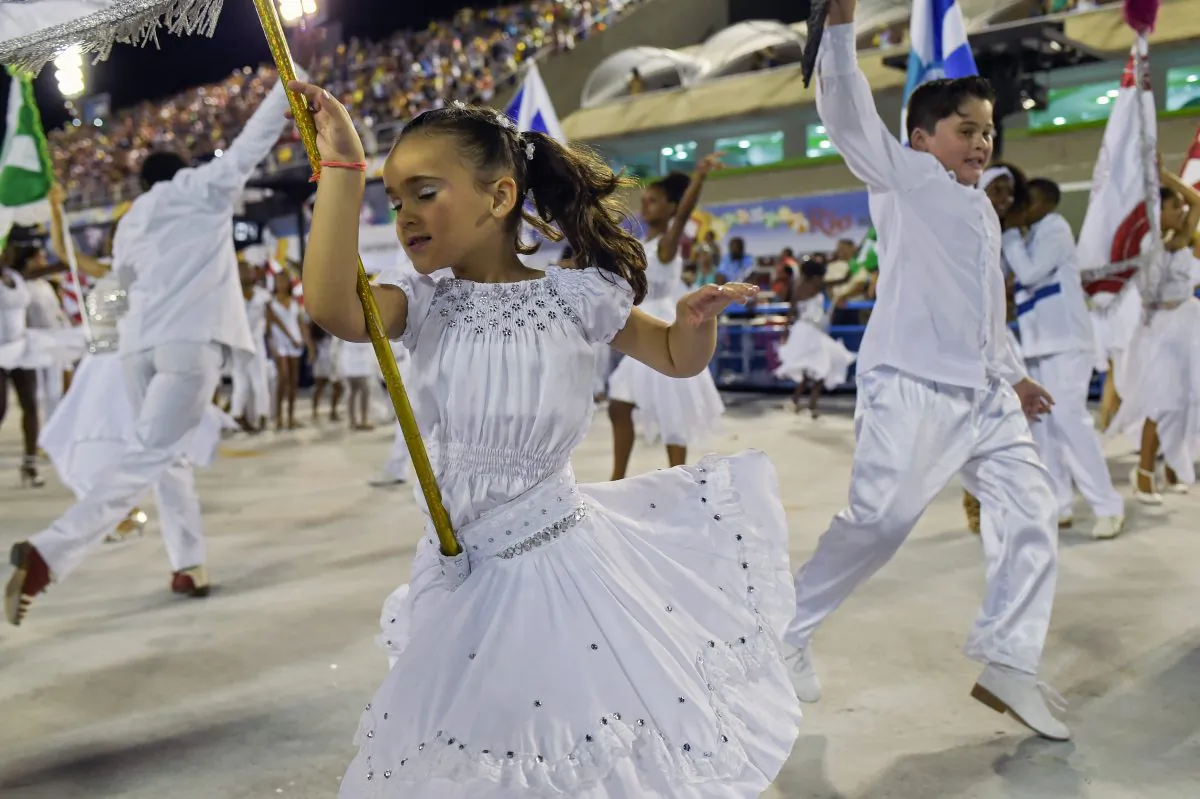 Members of the Afro-American Candomble religion take part in a cleansing ceremony of the Sambodrome in Rio de Janeiro, Brazil. Samba schools will parade at the Sambodrome next February 15 and 16, 2015. (YASUYOSHI CHIBA/AFP/Getty Images)