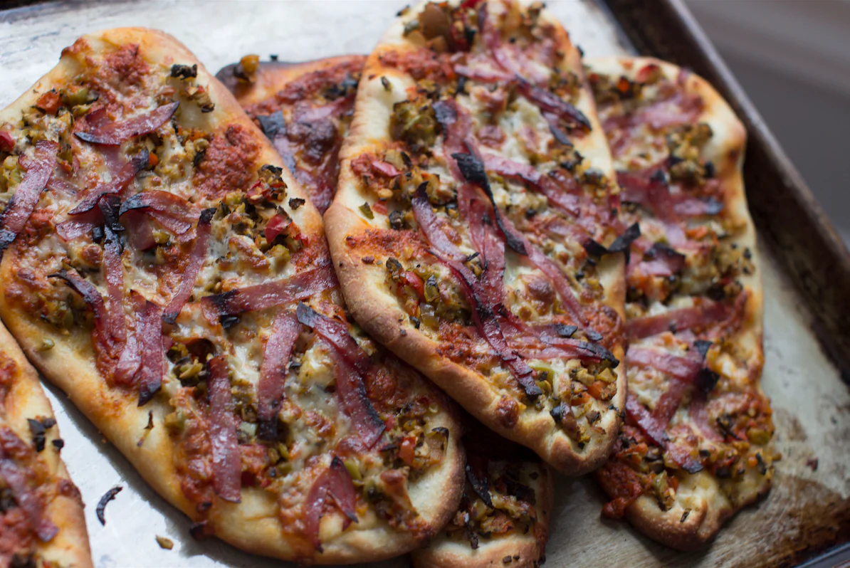 Muffaletta Flatbread. (AP Photo/Matthew Mead)