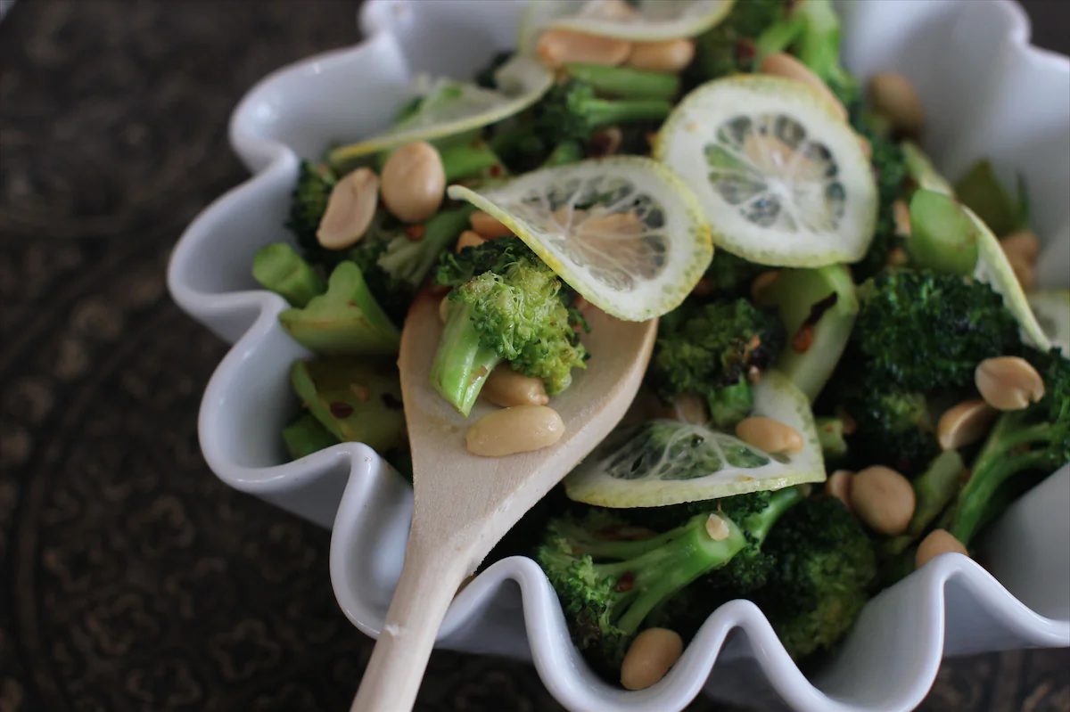 Peanut broccoli With Shaved Lemon. (AP Photo/Matthew Mead)
