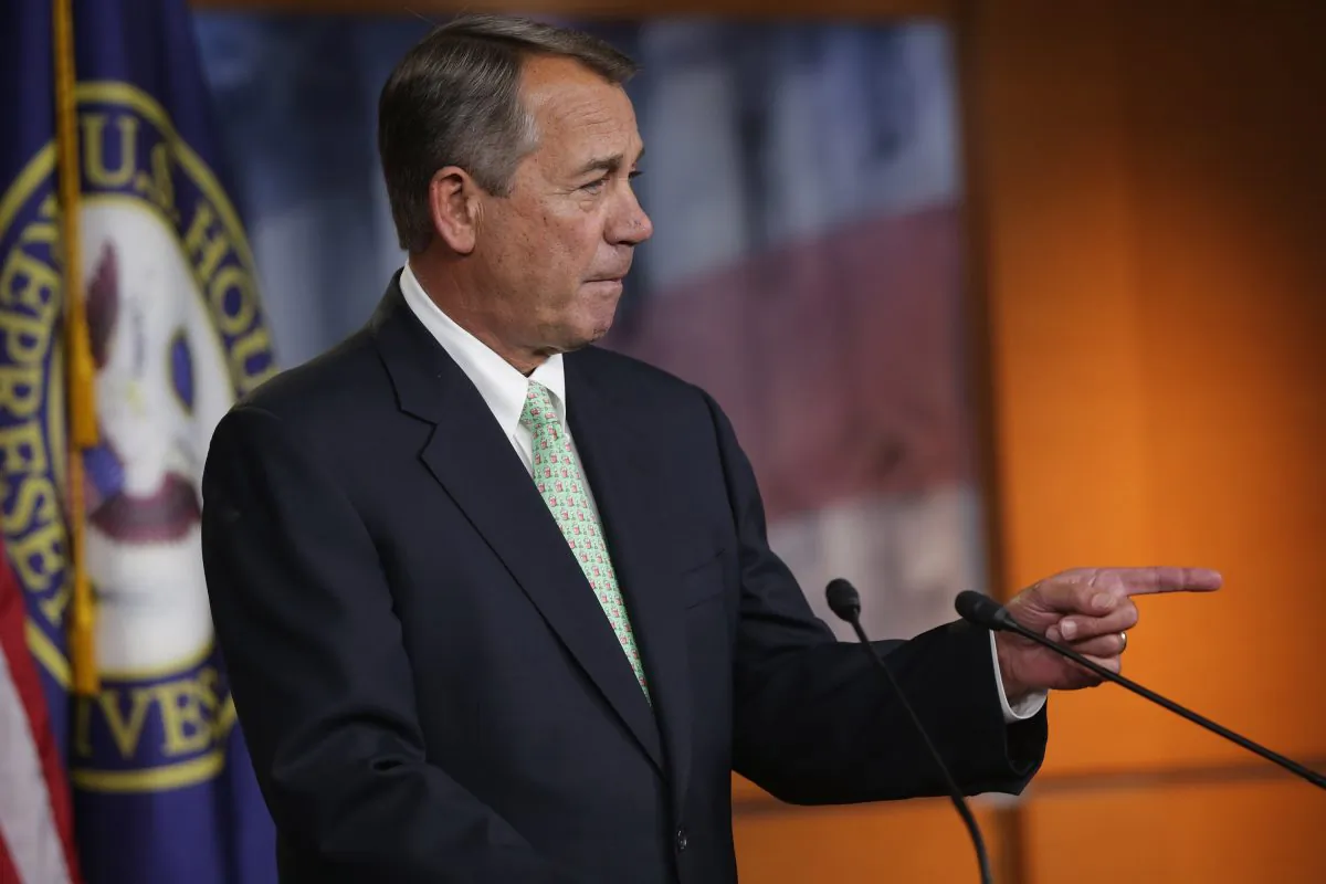 Speaker of the House John Boehner (R-OH) holds his weekly news conference in the Capitol Visitors Center at the U.S. Captiol February 12, 2015 in Washington, DC. (Chip Somodevilla/Getty Images)
