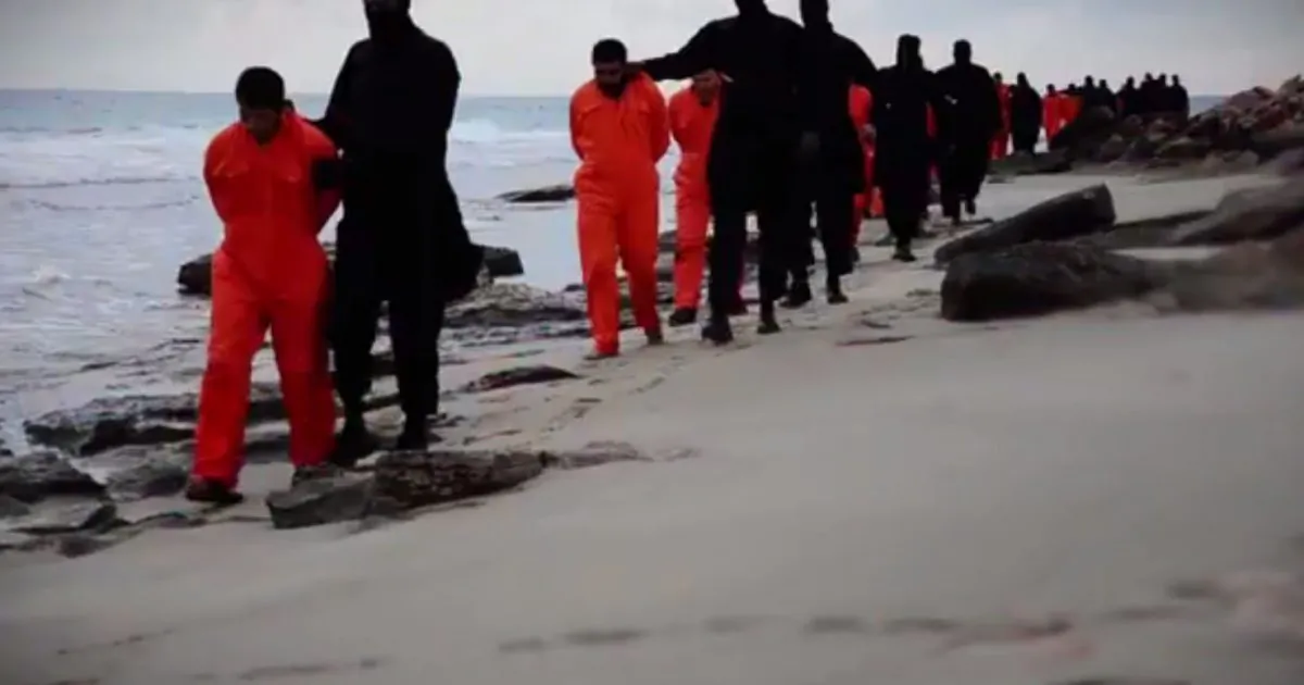 A screenshot shows the ISIS video in February. (Epoch Times Screenshot from the Islamic State video)
