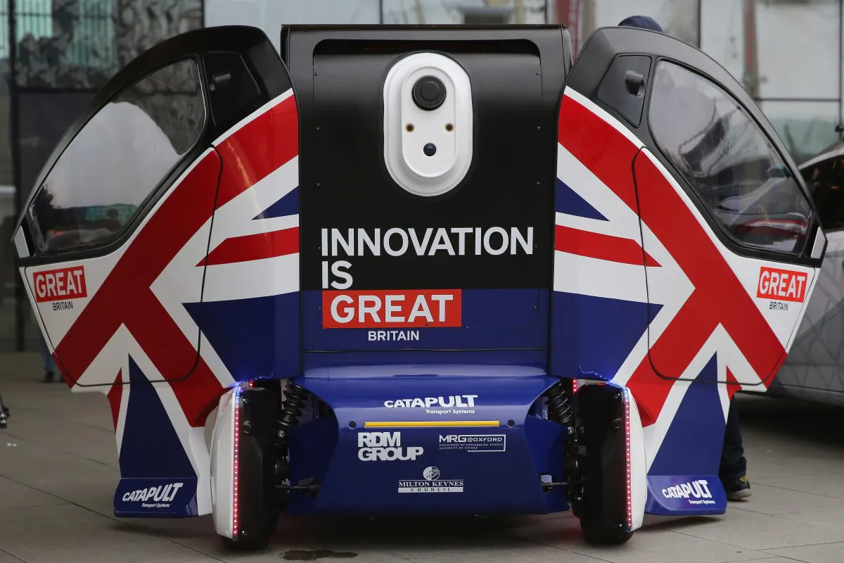 A general view of the driverless 'Lutz Pathfinder' pod vehicle in London on Feb. 11, 2015. (Dan Kitwood/Getty Images)