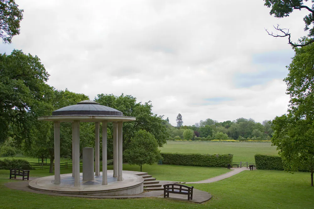 The Magna Carta Memorial at Runnymede Meadow is one of several memorials erected over the years at the site where the renowned document was signed in 1215. The Magna Carta and its companion, the Charter of the Forest, will begin a tour of four Canadian cities on June 11, 2015. (WyrdLight.com/Wikimedia Commons)
