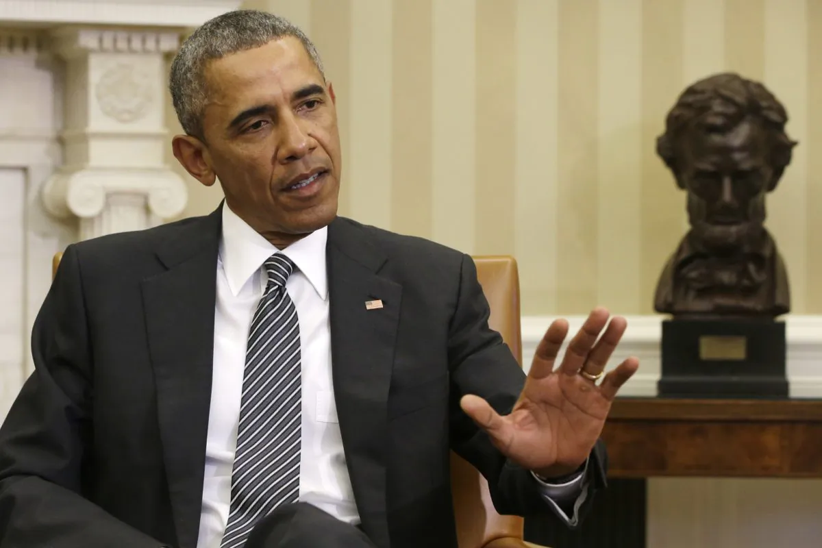 President Barack Obama in the Oval Office of the White House, in Washington, D.C., on Feb. 17, 2015. The president made good on his promise to veto the House bill that approved construction of Keystone XL pipeline. (AP/Jacquelyn Martin)