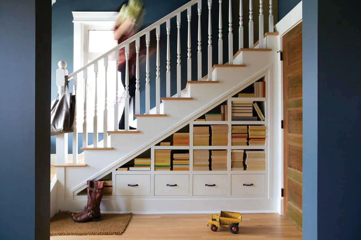 Installing shelves and drawers under a staircase is genius. (Lori Andrews)