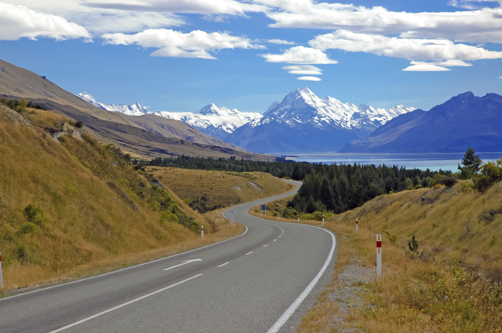 Approaching Mount Cook / Aoraki and Lake Tekapo, South Island, New Zealand via Shutterstock*