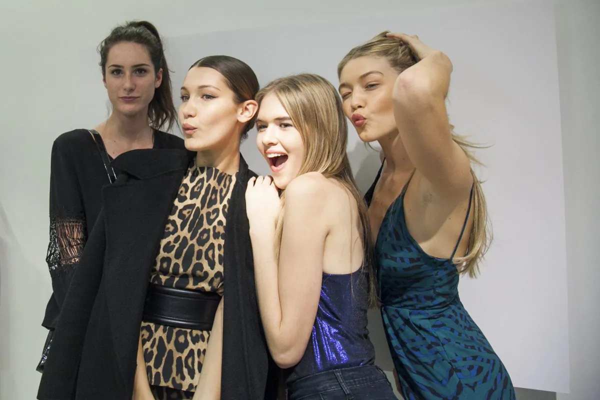 (L-R) Models Kat Collier, Bella Hadid, Mallory Dolgin, Gigi Hadid attend Sportmax and Teen Vogue Celebrate The Fall/Winter 2014 Collection at Sportmax in New York City on Oct. 28, 2014. (Samira Bouaou/Epoch Times)