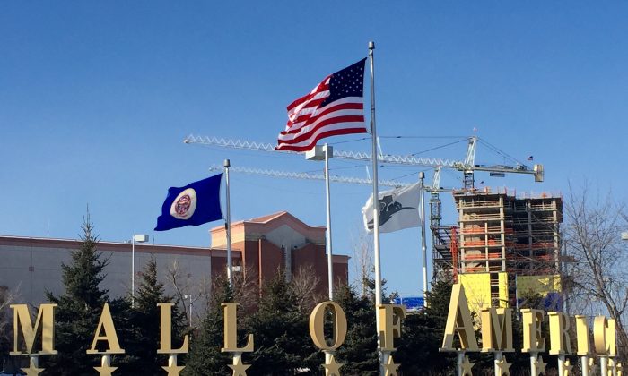 A Sunday, Feb. 22, 2015 photo shows the exterior of the Mall of America in Bloomington, Minn. A video released late Saturday by the terrorist group al-Shabab urged Muslims to attack shopping malls in North America, Britain and other Western countries, specifically mentioning the Mall of America in Minnesota. (AP Photo/Star Tribune, Jerry Holt) 