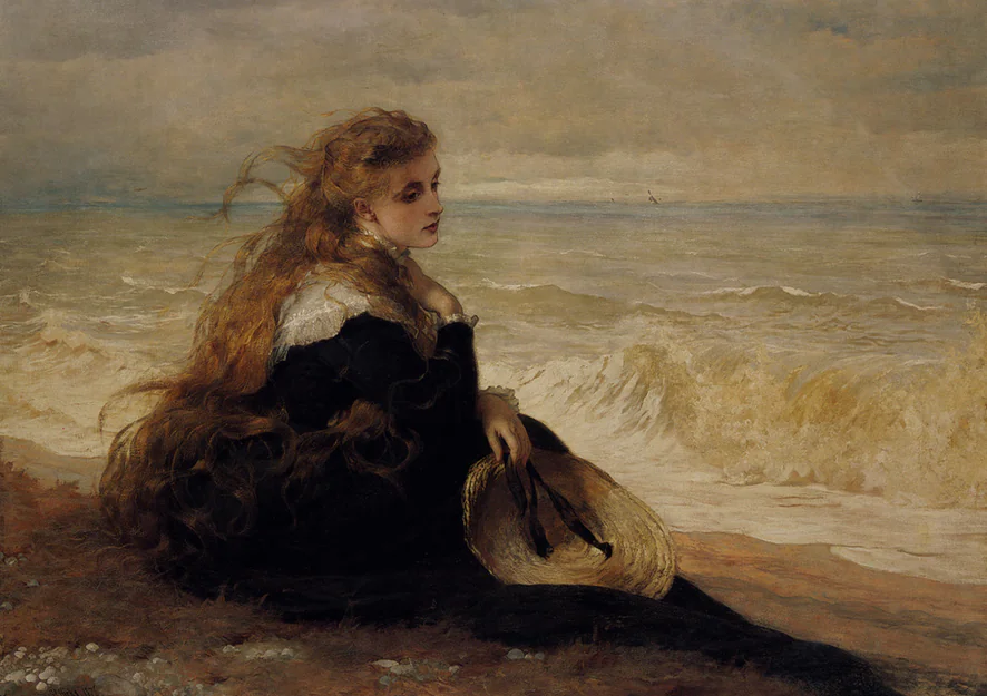 "On The Seashore," 1879, by George Elgar Hicks. Oil on canvas. Private collection. (Image courtesy of Art Renewal Center)