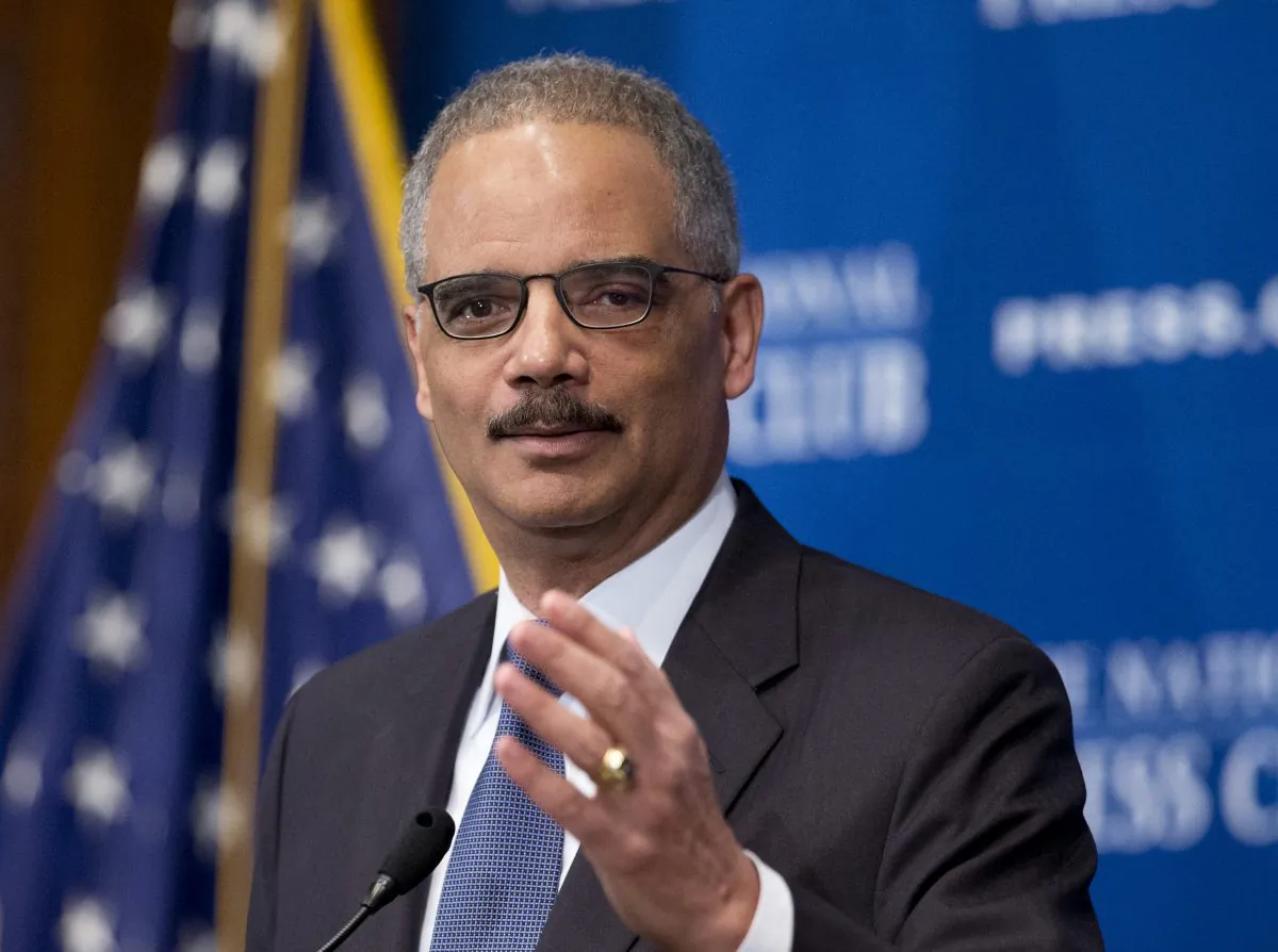 Attorney General Eric Holder speaks about the 2013 initiative called "Smart on Crime," which directed prosecutors to limit their use of mandatory minimum punishments, Tuesday, Feb. 17, 2015, at the National Press Club in Washington, D.C.  (AP Photo/Manuel Balce Ceneta)