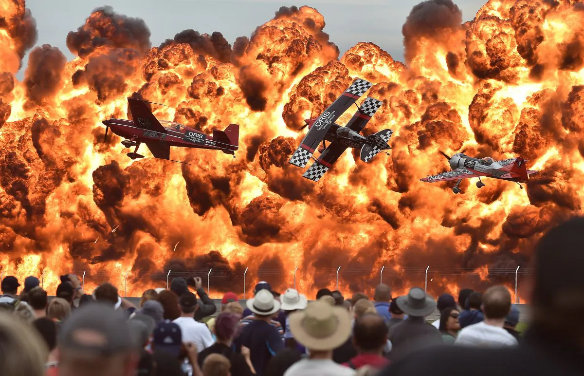 MARCH 1: Acrobatic pilots perform on the first public day of the Australian International Airshow at the Avalon Airfield southwest of Melbourne on Feb. 27, 2015. (Paul Crock/AFP/Getty Images)
