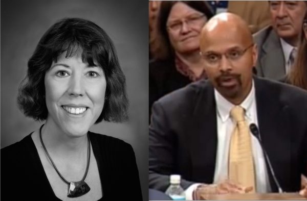 Gail Heriot, law professor at University of San Diego (L) and U.S. Commission on Civil Rights member Peter Kirsanow. (U.S. Commission on Civil Rights & Screenshot via youtube/C-Span)
