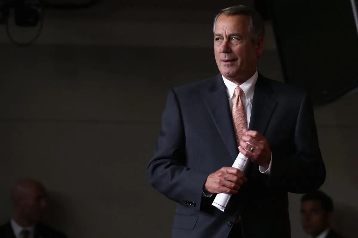 Speaker of the House John Boehner (R-Ohio.) arrives for his weekly news conference at the U.S. Capitol Visitors Center February 26, 2015 in Washington, DC. (Chip Somodevilla/Getty Images)