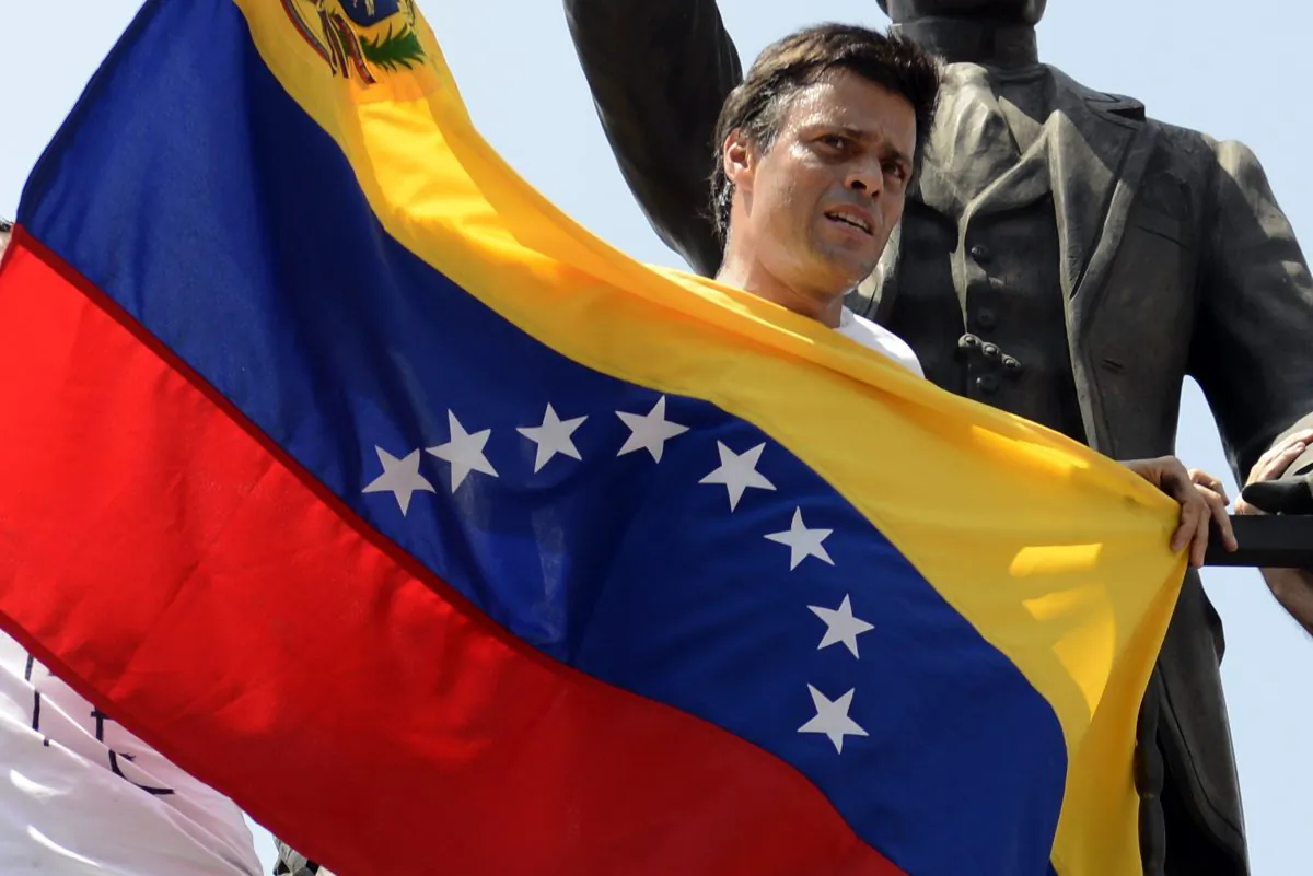 Leopoldo Lopez attends a protest in Caracas, Venezuela, on Feb. 18, 2014. (LEO RAMIREZ/AFP/Getty Images)