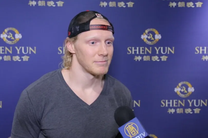 Condors' hockey player Jordan Kremyr attends Shen Yun Performing Arts Feb. 26 performance at the Rabobank Theater, in Bakersfield. (NTD Television)