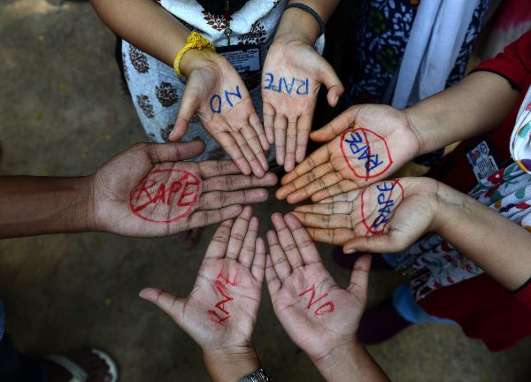 Indian students participate in an anti-rape protest in Hyderabad, India, on Sept. 13, 2013. (NOAH SEELAM/AFP/Getty Images)