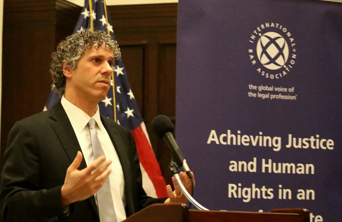 Ari S. Garbow is general counsel for the United States Environmental Protection Agency. He spoke as keynote speaker at an International Bar Association discussion on climate change justice and human rights, at the National Press Club on March 4, 2015. (Gary Feuerberg/ Epoch Times)