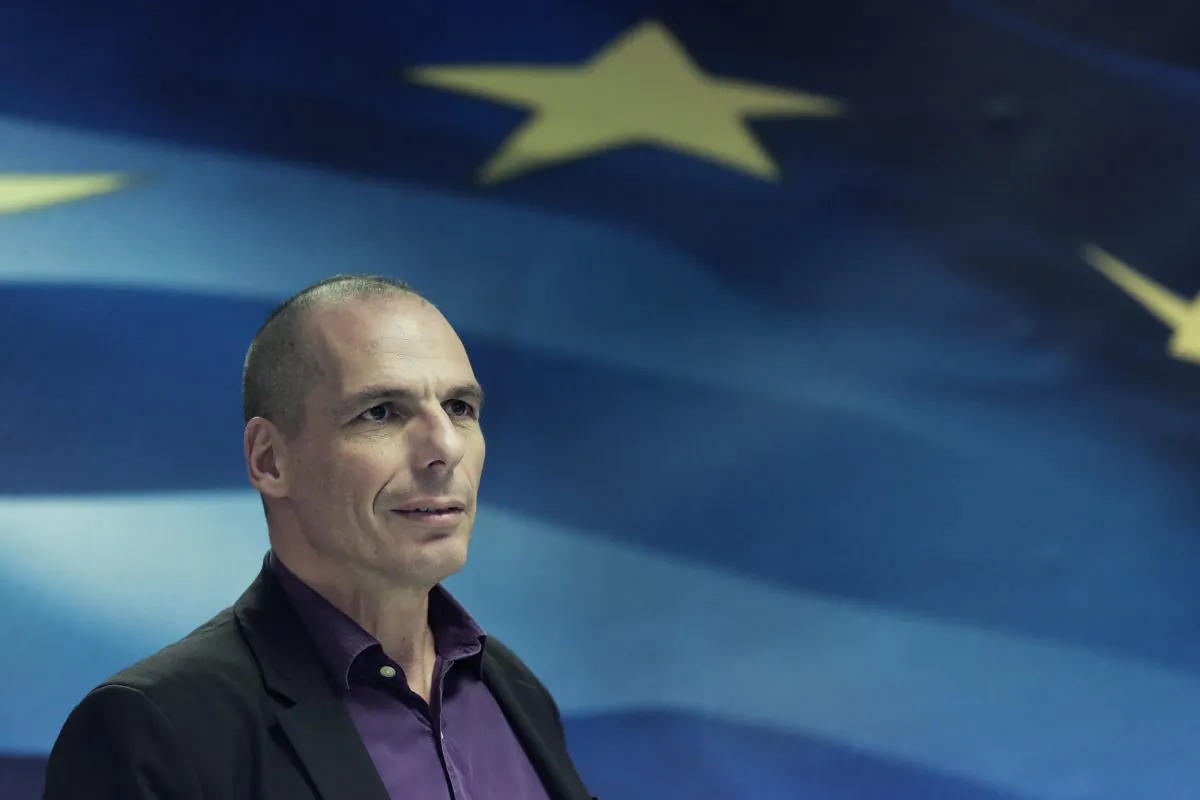 Greece's Finance Minister Yanis Varoufakis looks on during a press conference in Athens, on Wednesday, March 4, 2015. (AP Photo/Petros Giannakouris)