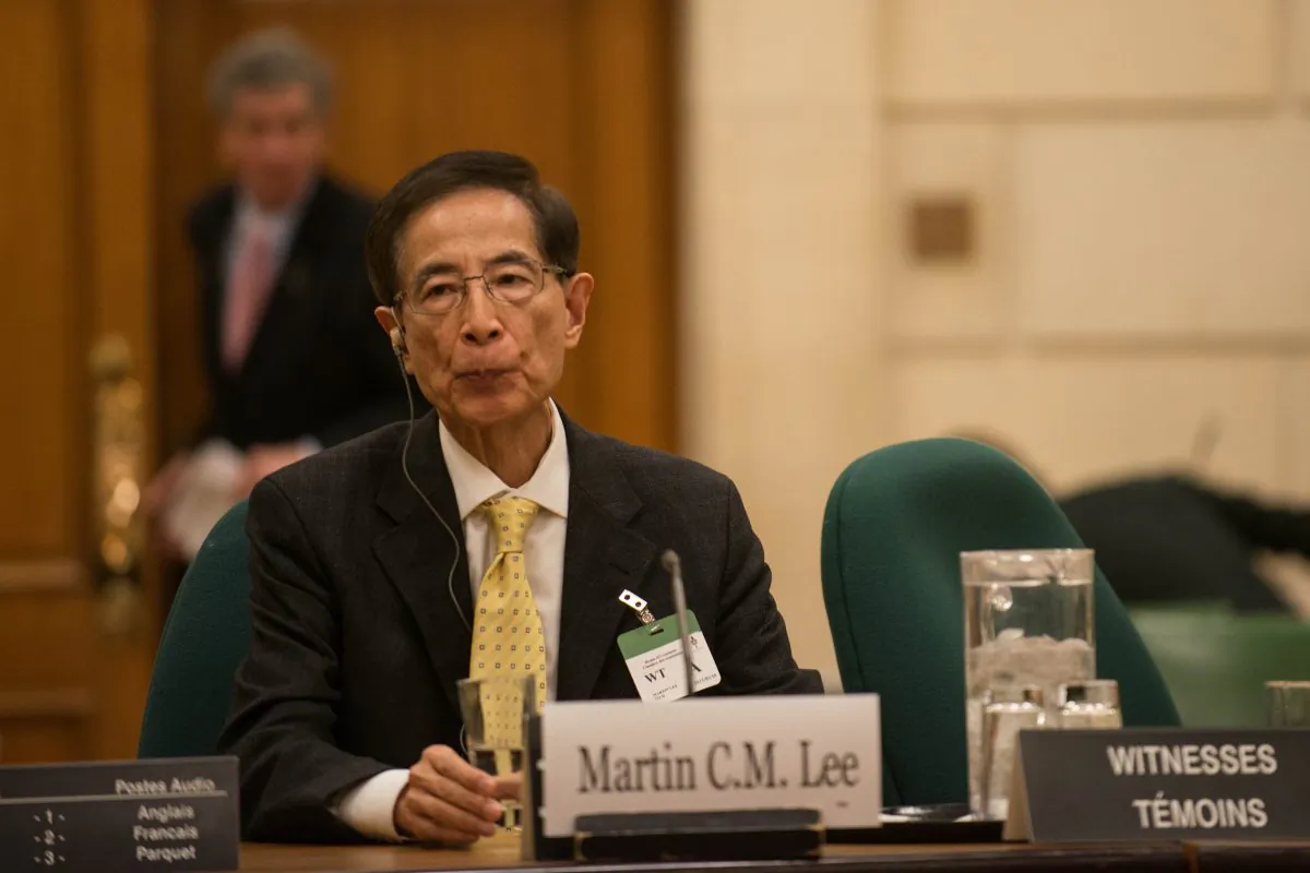 Former Hong Kong legislator Martin Lee waits to give his testimony before Parliament’s foreign affairs committee on Tuesday, March 10, 2015. (Matthew Little/Epoch Times)