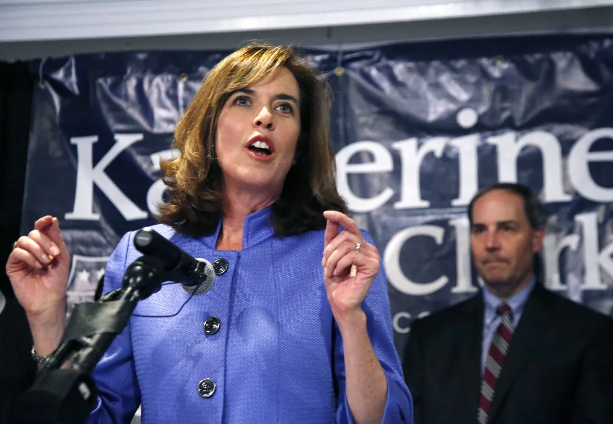 Rep. Katherine Clark (D-Mass.) wrote a letter urging the FBI to prosecute participants in the Gamergate movement, show here in Stoneham, Mass. on Dec. 10, 2013. (AP Photo/Elise Amendola)