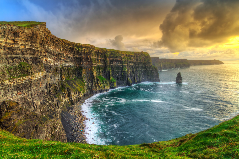 Cliffs of Moher at sunset, Co. Clare, Ireland via Shutterstock*